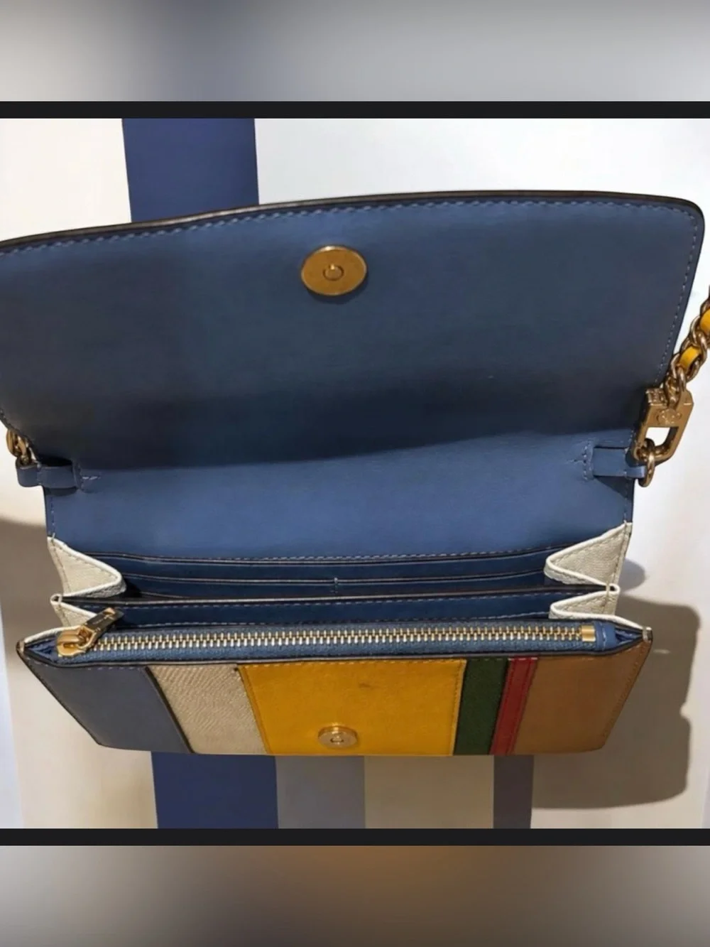 Like New ~ Tory Burch Multicolor Stripe Robinson Shoulder Bag